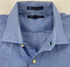 Tommy Hilfiger Mens Dress Shirt Blue XL 17 35 Textured TLC The Lifetime Collar