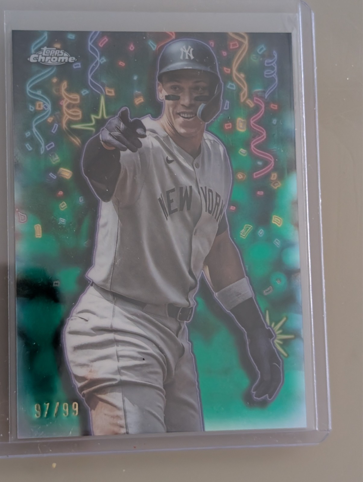 2025 Topps Chrome Update Series, Celebracion Aaron Judge, Green Refractor #/99