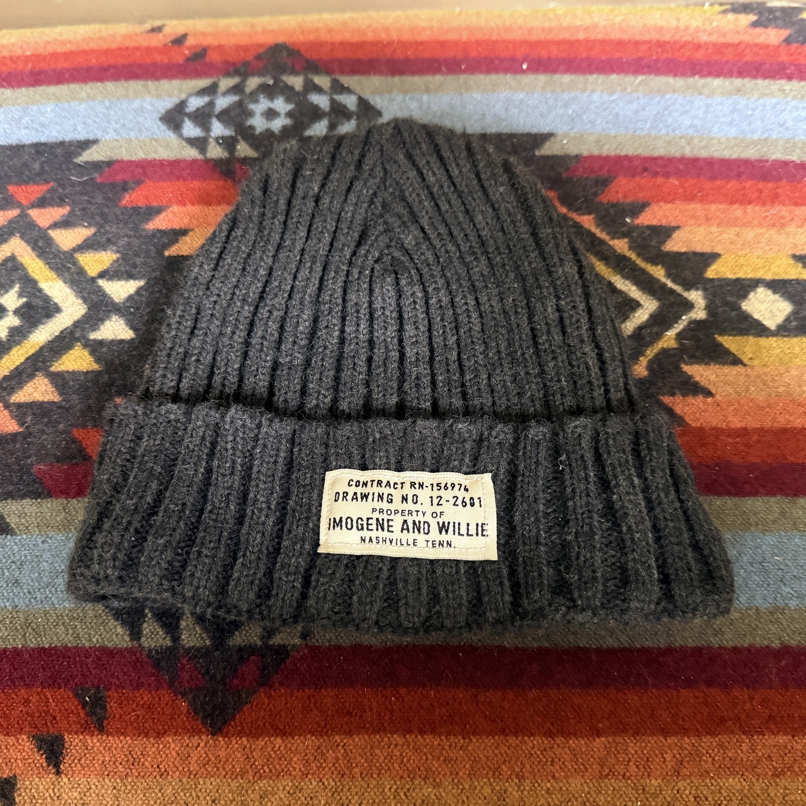Imogene and Willie Ribbed Knit Cuffed Beanie Hat Cap Forge Grey One Size Men's