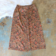 Vintage 90s Floral Midi Skirt Size M Pink Grunge Goth Cottage Fairy Brocade
