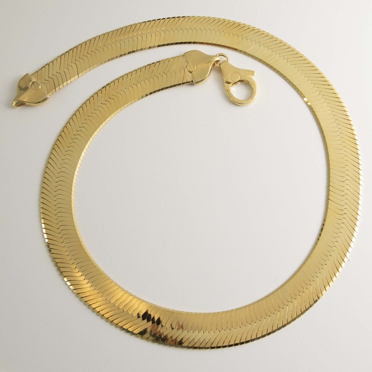 16mm Bold Herringbone Chain Necklace 14K Yellow Gold Plated