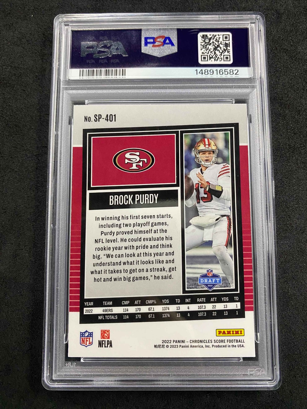 2022 Chronicles Score Premium Rookie Update Brock Purdy RC Rookie PSA9 MINT9 view 2