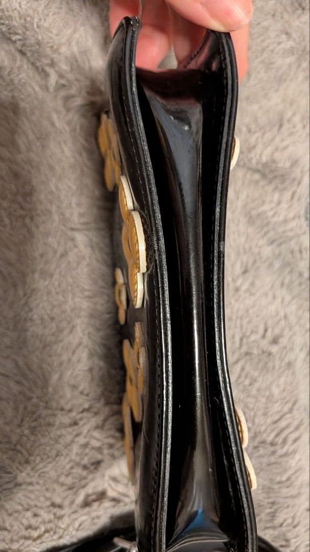Louis Vuitton Vernis Flower Pouch Black Yellow Leather Rare Authentic image 4