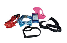 NEW Dog Collars Various Sizes  Harness Bundle Lot Valentine Bow Tie