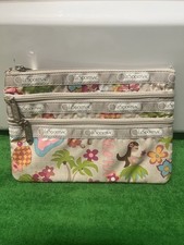 Lesportsac Vtg Hawaii Exclusive Hula Girl Dolphins Three Zipper Pouch 7  X 5  