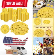 1.4 IN Plastic Pirate Gold Coins - 200 PCS Tokens for Adventure Party Supplies