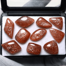 Lot 10 Pcs Tanzania Natural Confetti Sunstone 16mm-24mm Mix Cabochon Gemstones