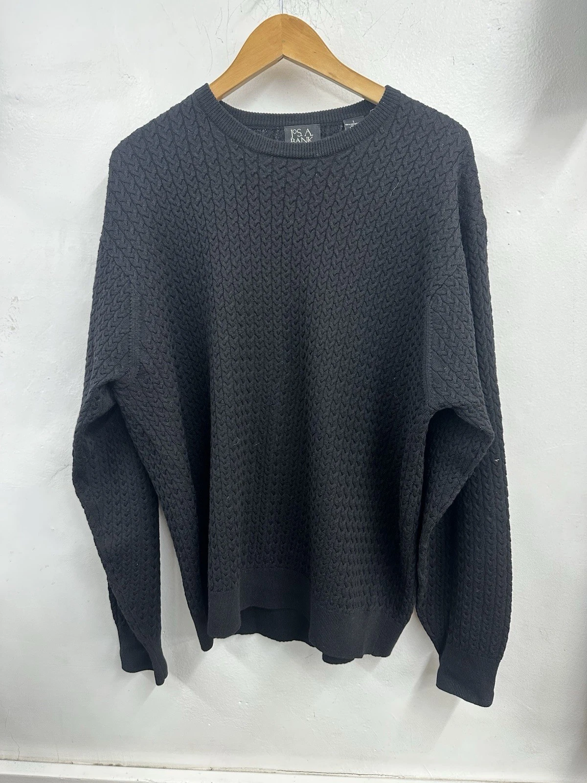 Jos. A. Bank Signature Collection Mens Black Merino Wool Sweater L Hong Kong Lux
