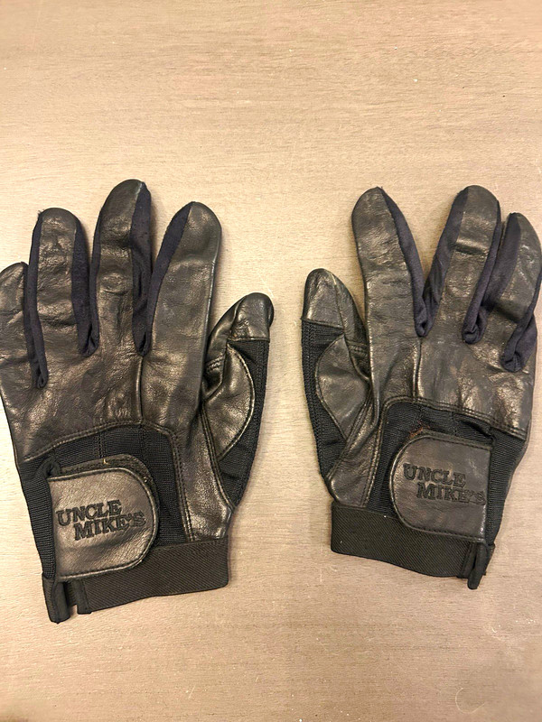 Uncle Mike's Full Finger Leather/Spandex Gloves Black XL Adjustable Wrist Strap