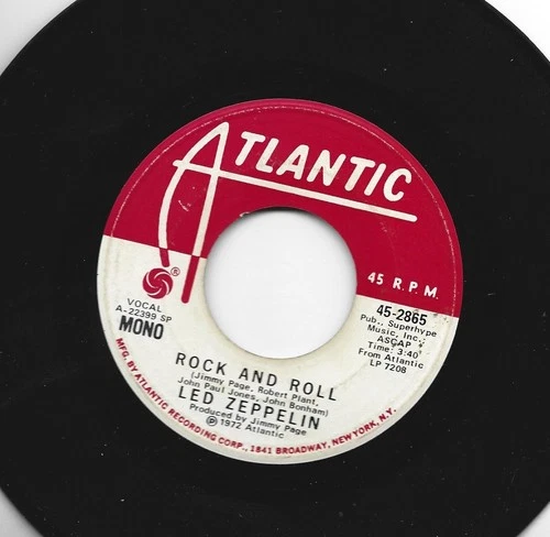 GARAGE  ROCK  45 -  LED ZEPPELIN - ROCK AND ROLL-MONO / STEREO-HEAR -DJ ATLANTIC