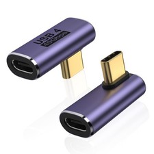 AreMe 2 Pack USB C Male to Female Adapter, 90 Degree Purple - Transversal 90 