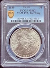 1889-P $1 Morgan Silver Dollar PCGS MS62 VAM 19A, Bar Wing