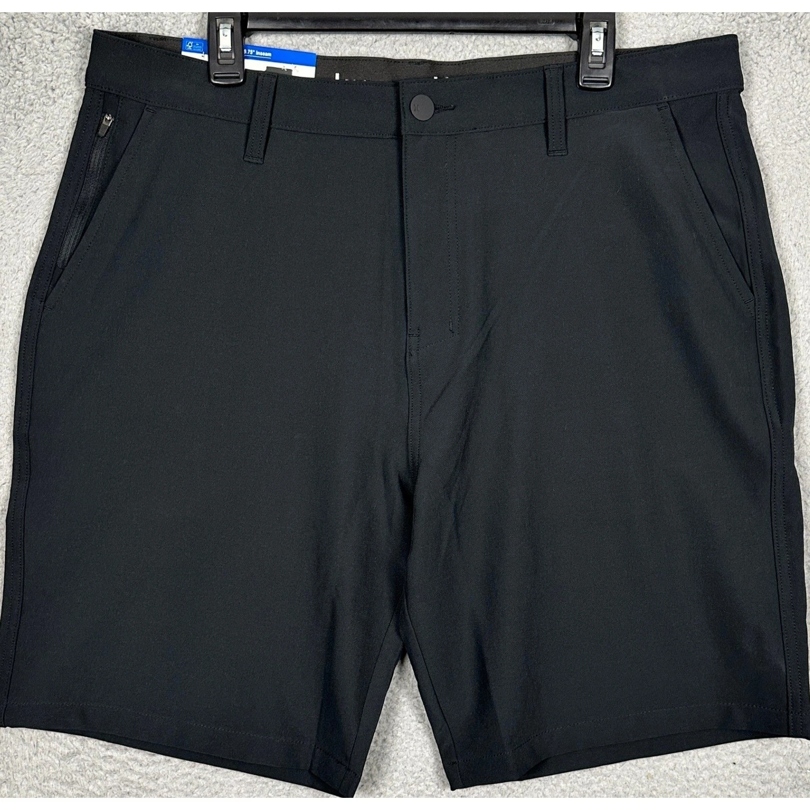 NEW Hurley Hybrid Shorts Mens 36X9 Black Regular Fit Chino 4-Way Stretch Pockets