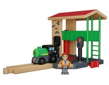 Playtive Holzschienenbahn Weichenhäuschen Zubehör Eisenbahn Spielzeug 5-teilig