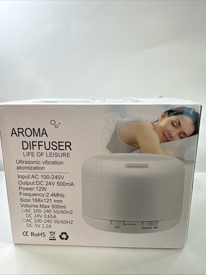 Aroma Diffuser Life of Leisure Ultrasonic Vibration Colorful Lamp- White  - Image 3 of 4