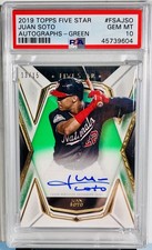 JUAN SOTO 2019 TOPPS FIVE STAR #FSA-JSO GREEN AUTO 13/15 PSA 10💎🔥POP 1!