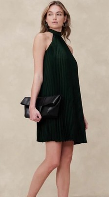 NWT Banana Republic Green Pleated Halter Mini Shift Dress Size 12 $130 |  eBay