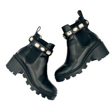 Stivaletti Gucci GG Trip Chelsea IT 37 UK 4 US 7 pelle nera cinturino cristallo