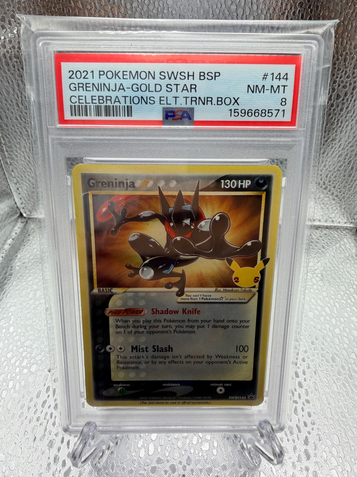 2021 POKEMON SWSH BSP CELEBRATIONS ELITE TRAINER BOX GRENINJA GOLD STAR PSA 8