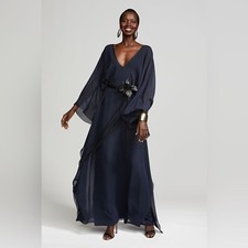 HALSTON May Belted Chiffon Caftan Gown, Size 6, $795