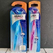 Reach Access Flosser Blue/Pink Handle 9 Heads Set Johnson Johnson 2 Pack NEW