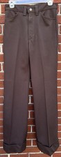 VINTAGE 1970's LEE BROWN TEXTURED POLYESTER WESTERN CUFFED FLARED PANTS