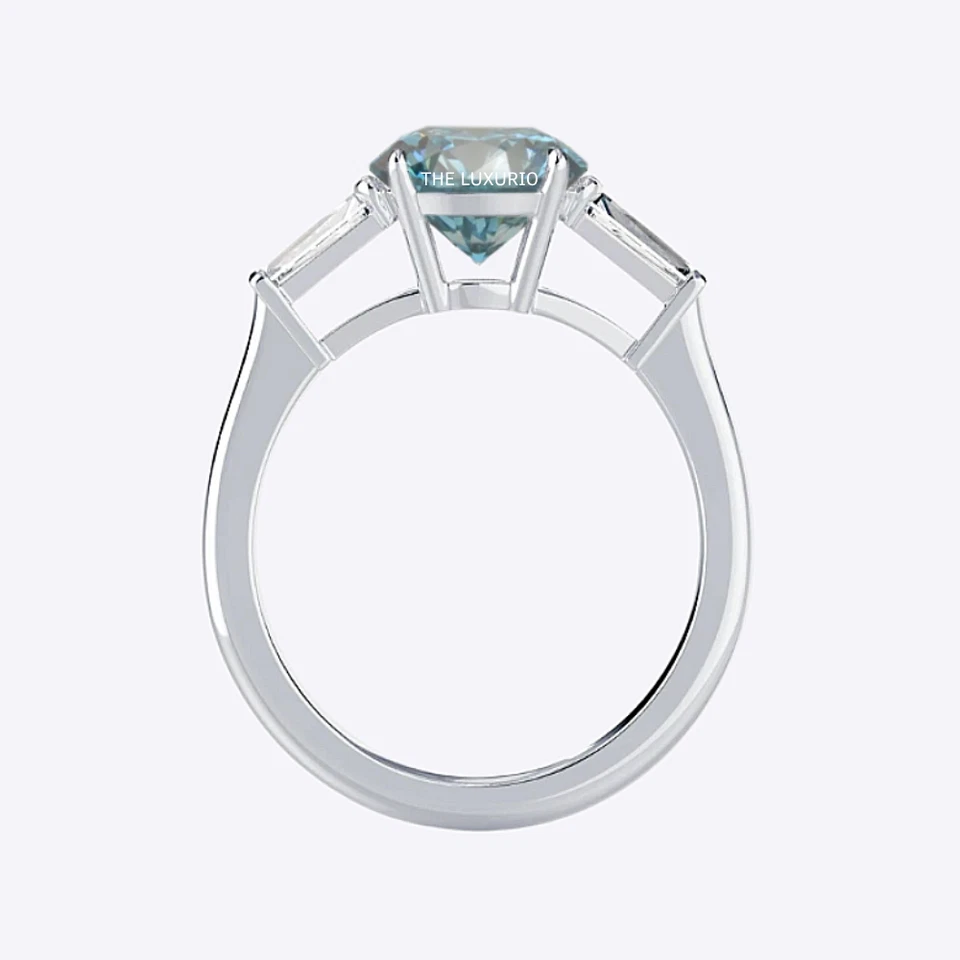 Кольцо с бриллиантом круглой огранки фантазийный интенсивный синий 1,40 карата выращенное в лаборатории IGI 950 платина  - Изображение 4 из 4