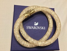 Swarovski Stardust Double Wrap Bracelet Gold Crystal Mesh Bangle Sparkly 