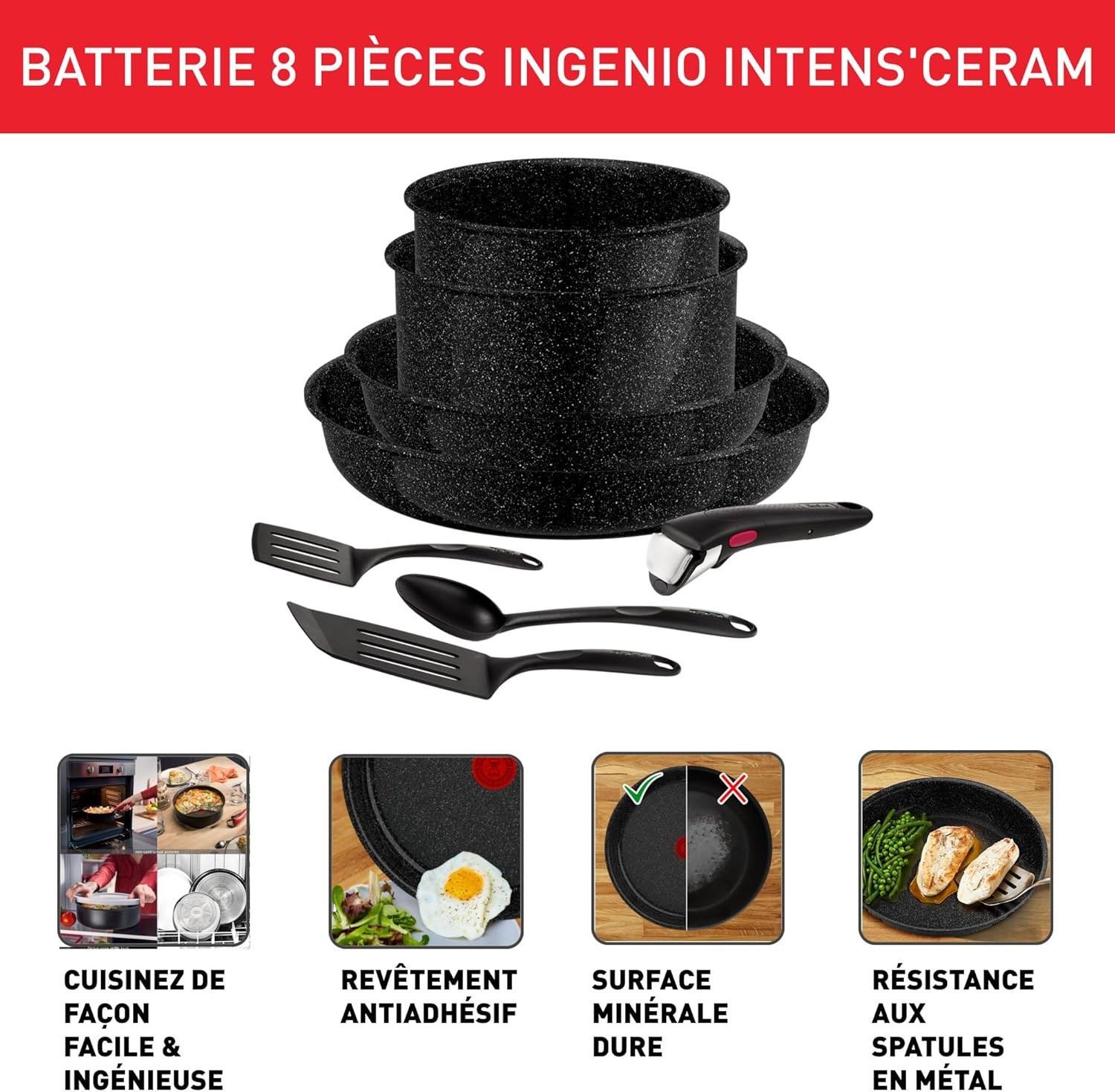 Tefal Ingenio Intens'Ceram pour cuisiner sur la plaque et servir directement à table