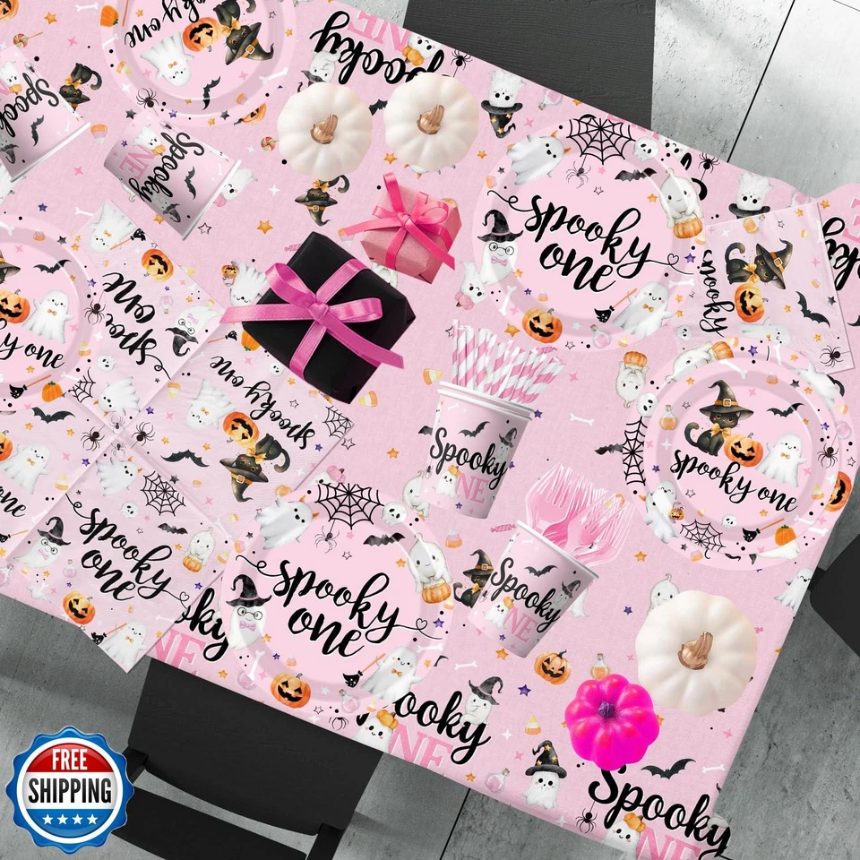 Жуткий один день рождения украшения девочка, розовый Хэллоуин 1-й день рождения вечеринки Suppl - Изображение 2 из 4