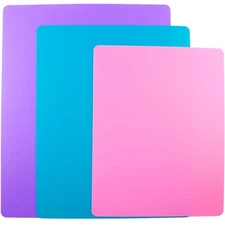 Flexible Plastic Cutting Board Mats Set of 3 for Meat Vegetables Dishwasher Safe