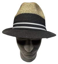 Richman Brothers Men Tan Two Tone Fedora Hat Grosgrain Band Size S/M Preppy