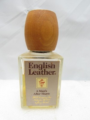 Vintage English Leather After Shave Bottle 80% Full Wood Cap  E56K