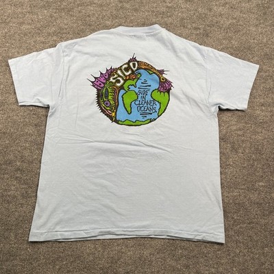Vintage 90s SICO Surf In Cleaner Oceans Shirt XL 23x28 Eco-Skate Sea Monster