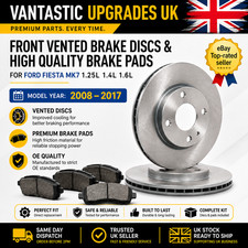 Front Vented Brake Discs & OEM Pad Set for Ford Fiesta MK7 2008-2017