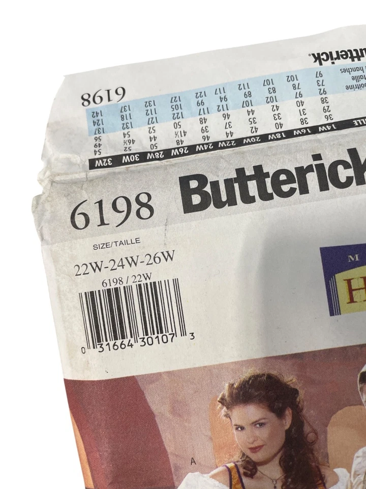 Butterick 6198 Renaissance Wench Sewing Pattern 22W-26W Making Costume UNCUT - Image 2 of 4