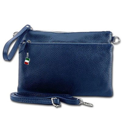 Florence Umhängetasche Damen Handgelenktasche Tasche Echtleder blau OTF816B