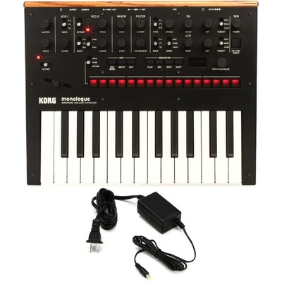 Korg monologue Analog Synthesizer with 9V Power Supply - Black