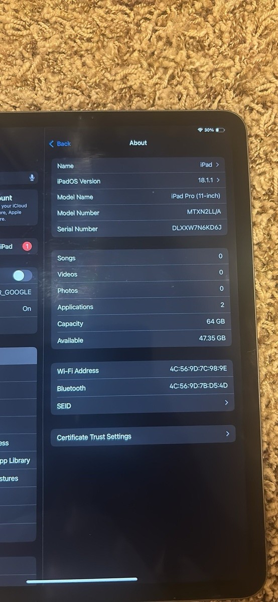 Apple iPad Pro 11-inch A1980 64 GB, Wi-Fi, 11 in - Space Gray for