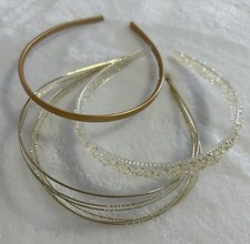 Women's 2 Gold and 1 Iridescent Headbands, Set Of 3 Preowned