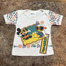 Vintage Disney Baby T-Shirt 1984 Mickey Mouse  Donald Duck Graphic 0-6 Months