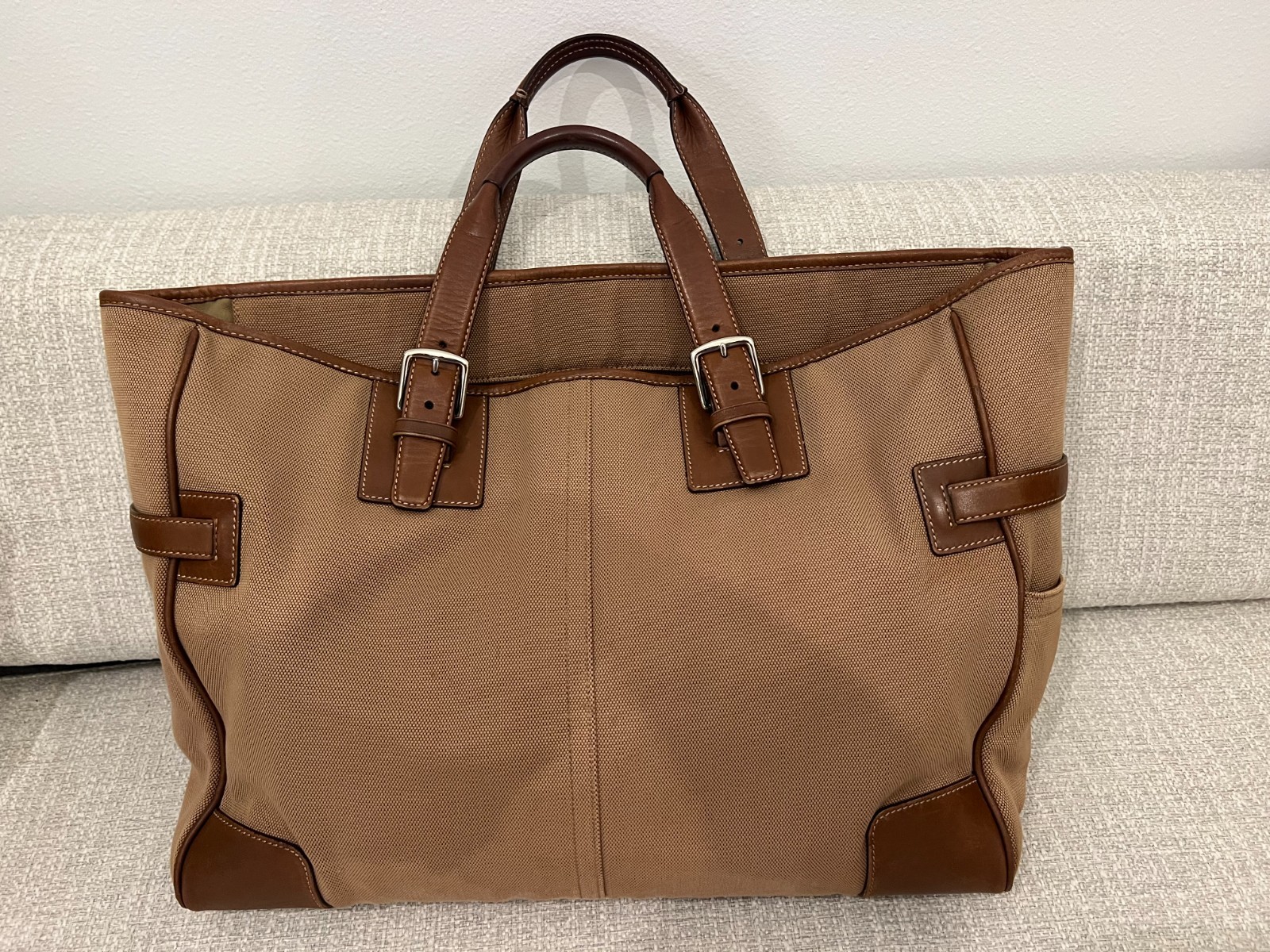 Vintage Coach 5778 Canvas Leather Weekender Travel Tote Bag Tan Brown USA