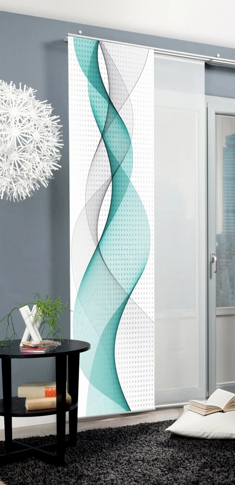 Schiebevorhang Deko blickdicht DILAILA, Farbe türkis, Größe BxH 60x245 cm WFI - Bild 2 von 2