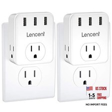 Multi Plug Outlet Extender, 2 Pack, 3 Outlets Splitter with 3 USB Ports, Wall