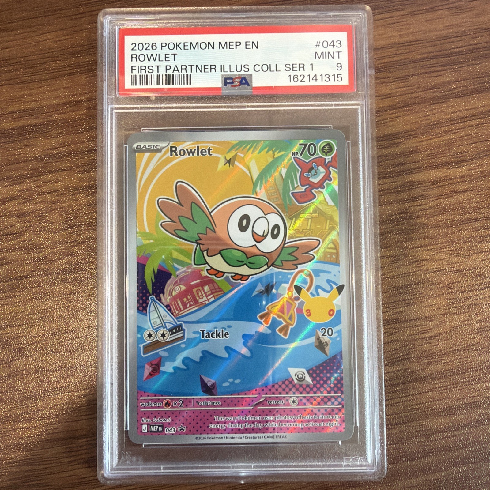2026 POKEMON MEP FIRST PARTNER ILLUSTRATION COLLECTION #043 ROWLET PSA 9