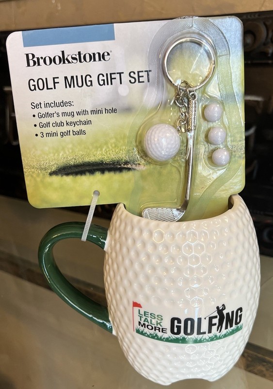 Brookstone - Golf Mug Gift Set - Golf Club 3 Mini Golf Balls - NEW