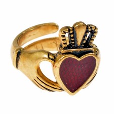 Claddagh Fingerring mit Glaseinlage Herz Krone Finger Ring Bronze/Versilbert