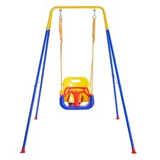 Toddler Swing with Foldable Metal Stand for Toddlers Aged 1 10 Years, 3-in-1 ...