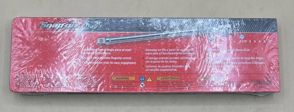 SNAP ON 206AFX 6PC 3/8" DRIVE KNURLED CHROME SOCKET EXTENSION SET (MVP033750) - Image 3 of 3