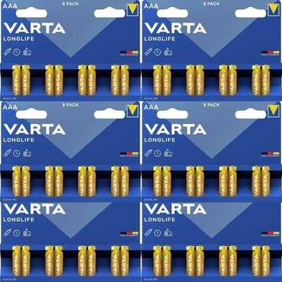 48er VARTA Alkaline Batterien AAA LR03 1,5V Longlife Langlebig Stark Blisterpack